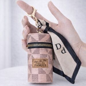 Stylish Mini Coin Purse with Keychain Leather Lipstick Holder